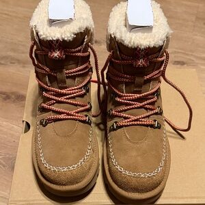 UGG Tan Suede Boots with Red Laces